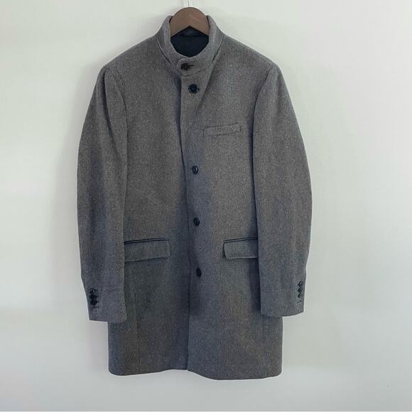 The Kooples Men’s Grey Pienza Coat Overcoat Pea Coat Buttons Mid-Length Business - Picture 2 of 13